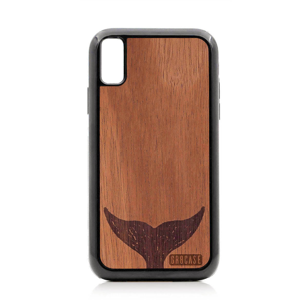 Whale Tail Design Wood Case For iPhone XR