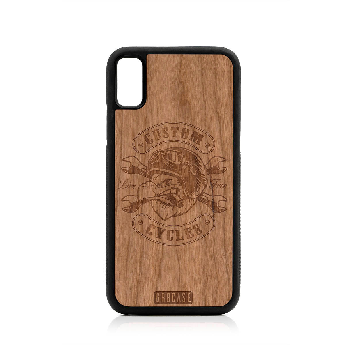 Custom Cycles Live Free (Biker Eagle) Design Wood Case For iPhone X/XS by GR8CASE