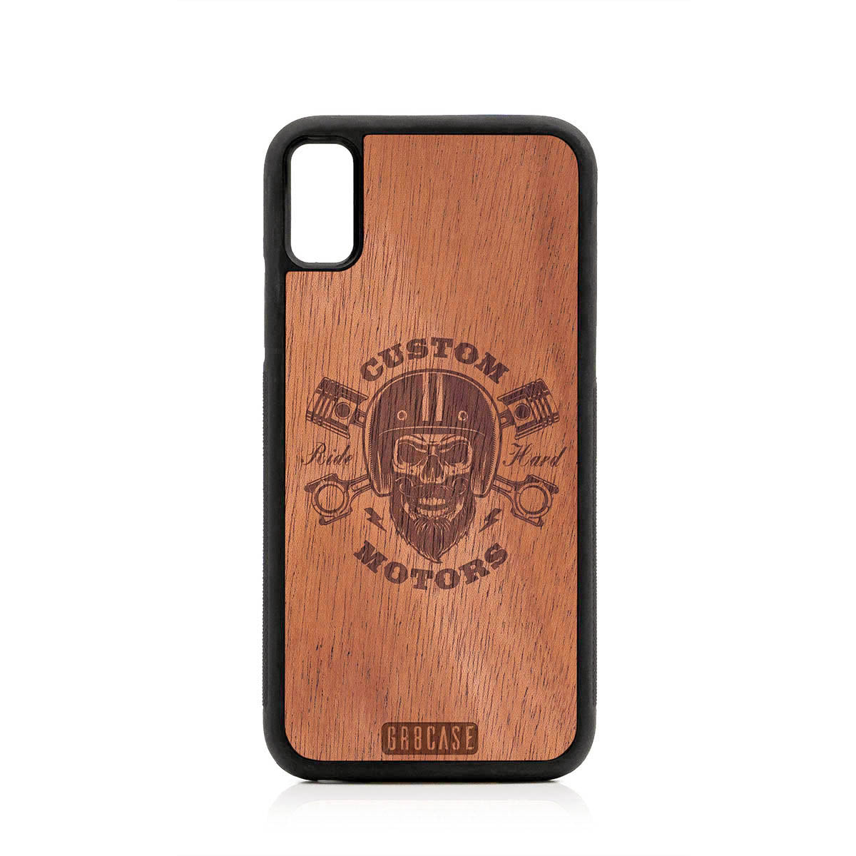 Custom Motors (Bearded Biker Skull) Design Wood Case For iPhone X/XS by GR8CASE