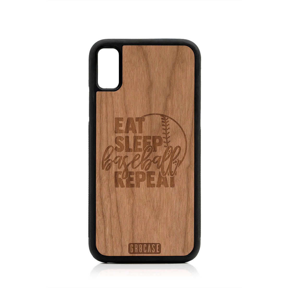 Eat Sleep Baseball Repeat Design Wood Case For iPhone X/XS