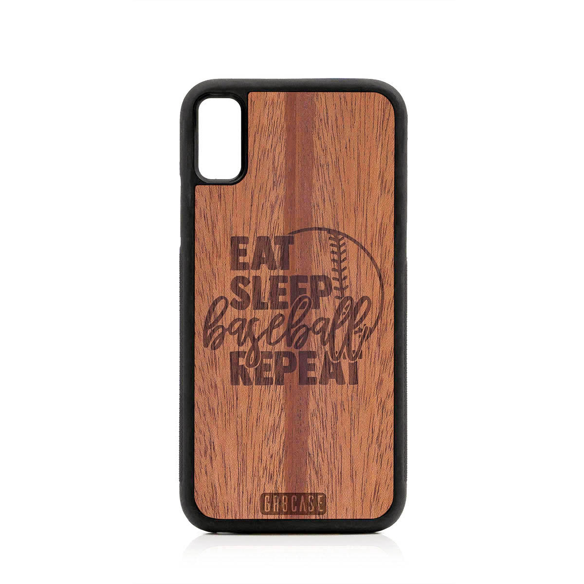 Eat Sleep Baseball Repeat Design Wood Case For iPhone XS Max
