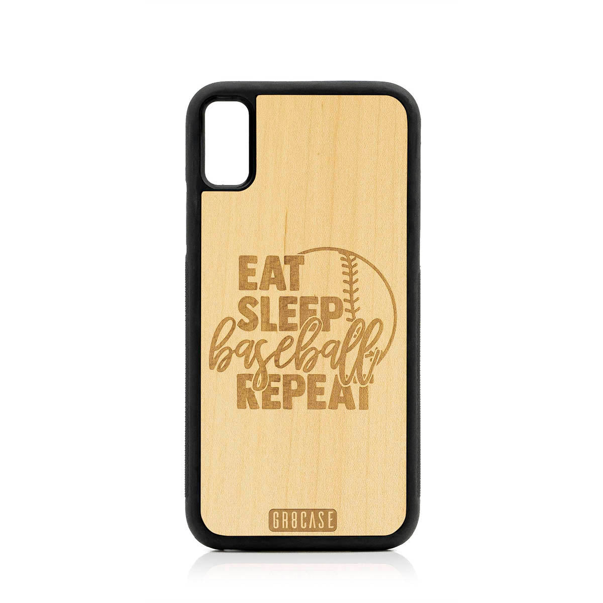 Eat Sleep Baseball Repeat Design Wood Case For iPhone X/XS