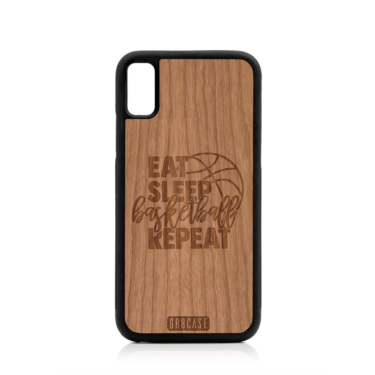 Eat Sleep Basketball Repeat Design Wood Case For iPhone XR