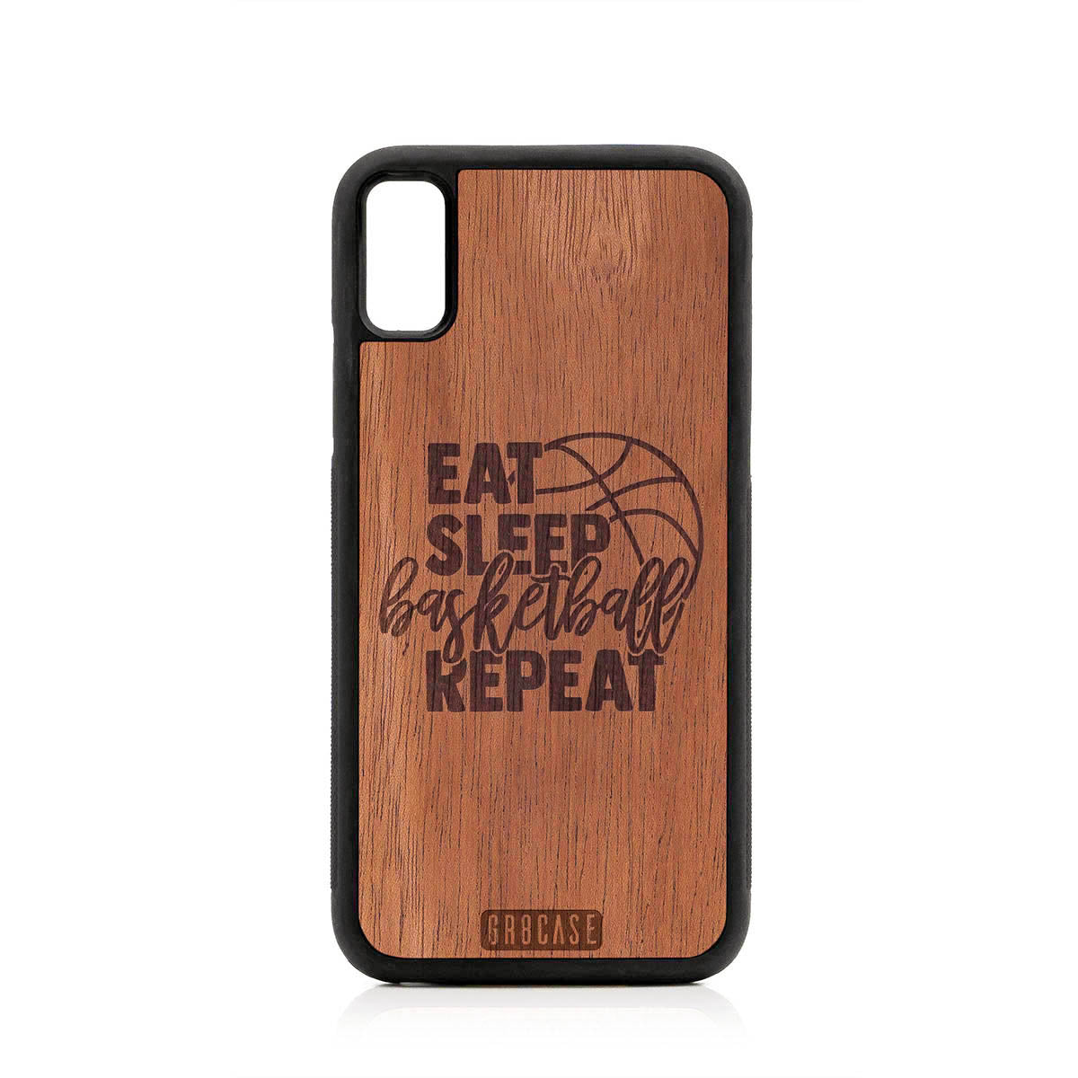 Eat Sleep Basketball Repeat Design Wood Case For iPhone X/XS