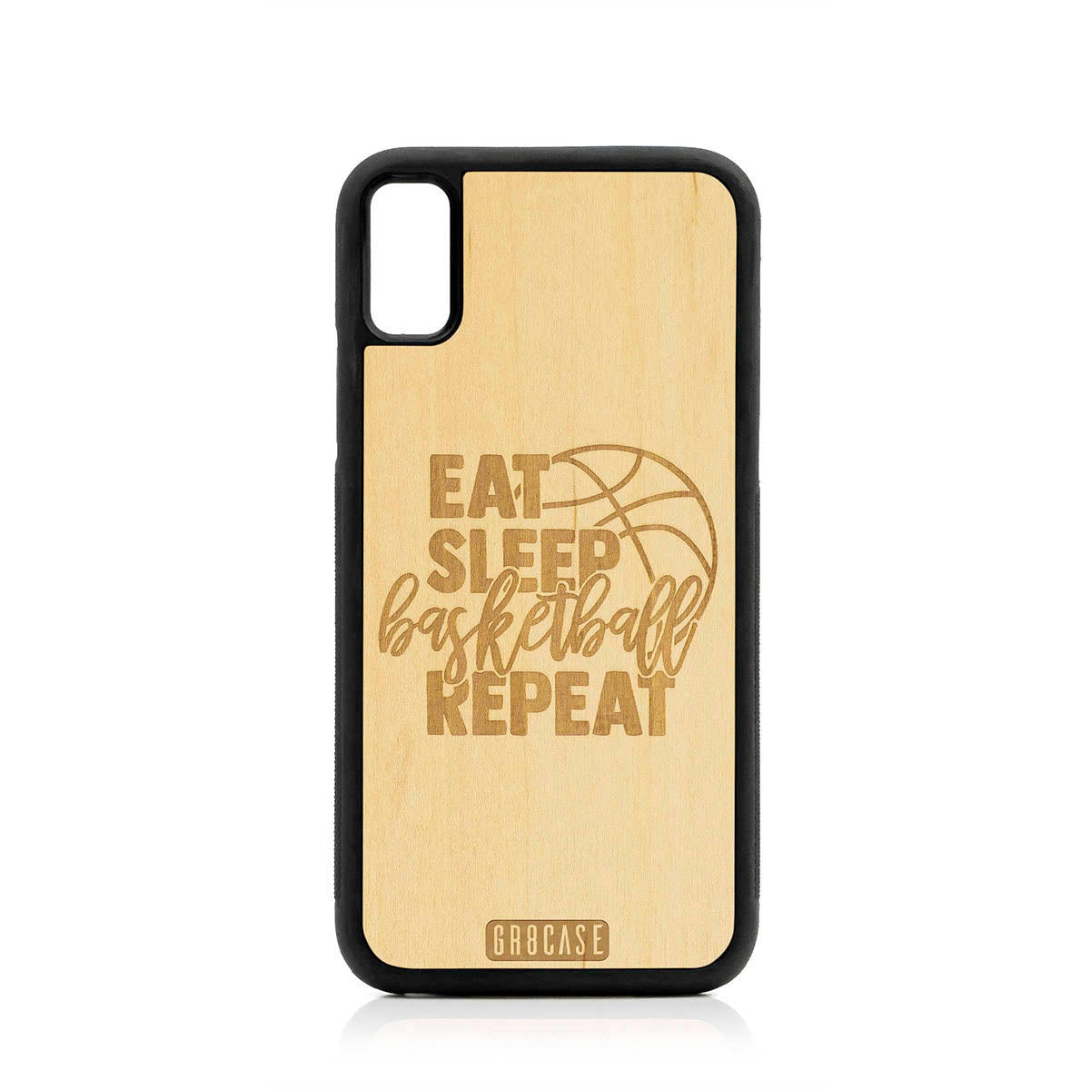 Eat Sleep Basketball Repeat Design Wood Case For iPhone X/XS