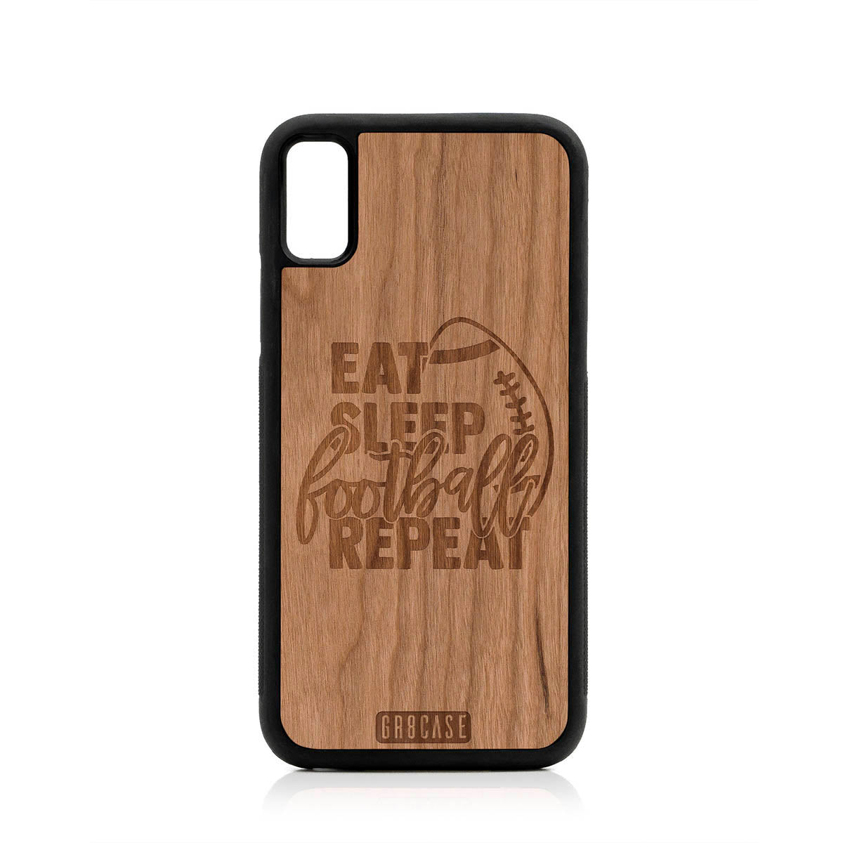 Eat Sleep Football Repeat Design Wood Case For iPhone X/XS
