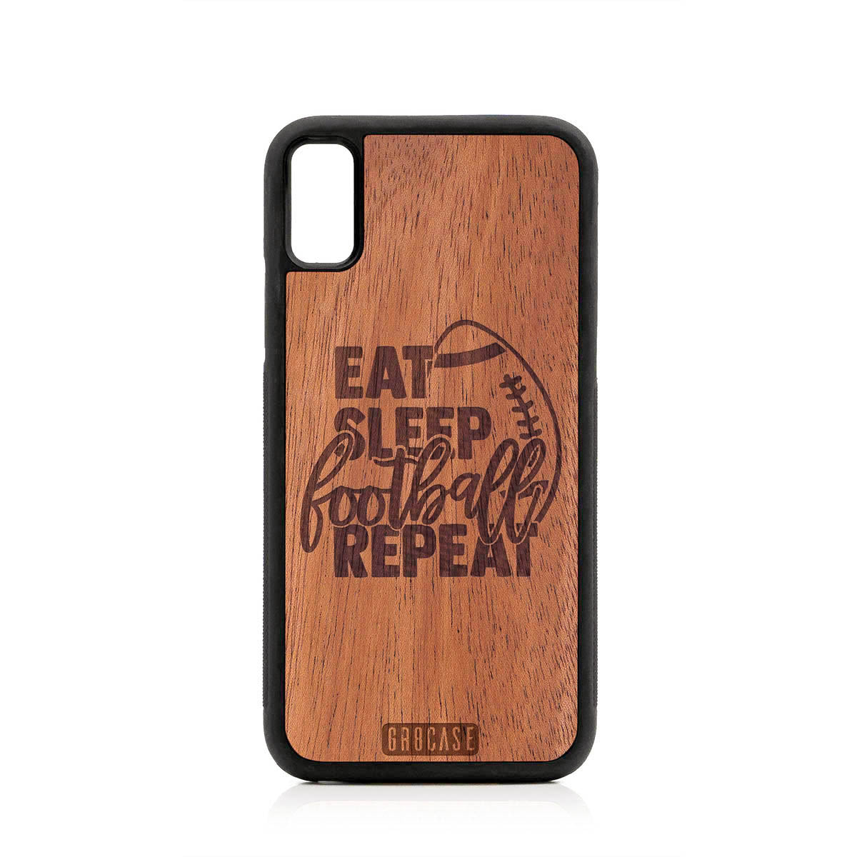Eat Sleep Football Repeat Design Wood Case For iPhone X/XS