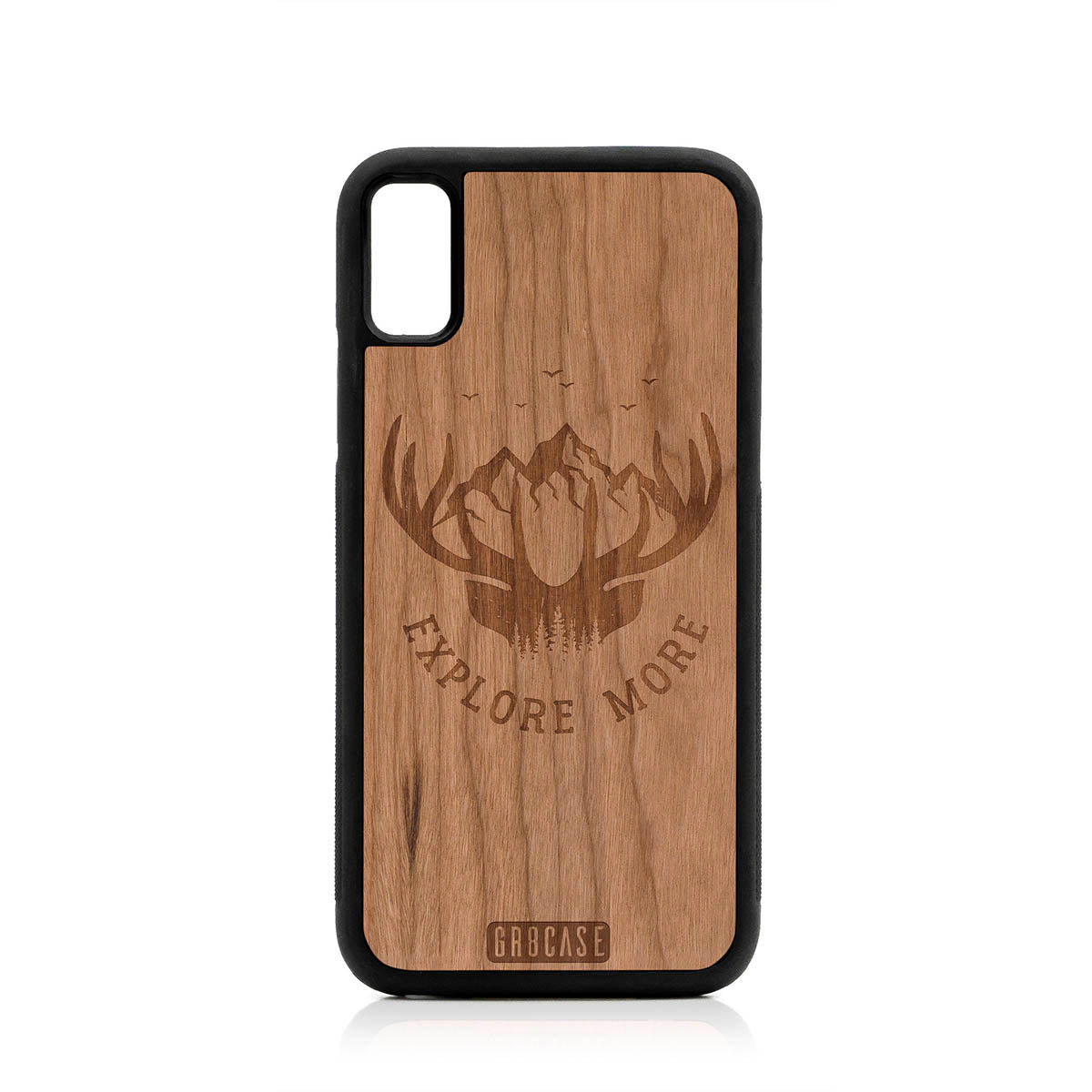 Explore More (Forest, Mountains & Antlers) Design Wood Case For iPhone X/XS by GR8CASE