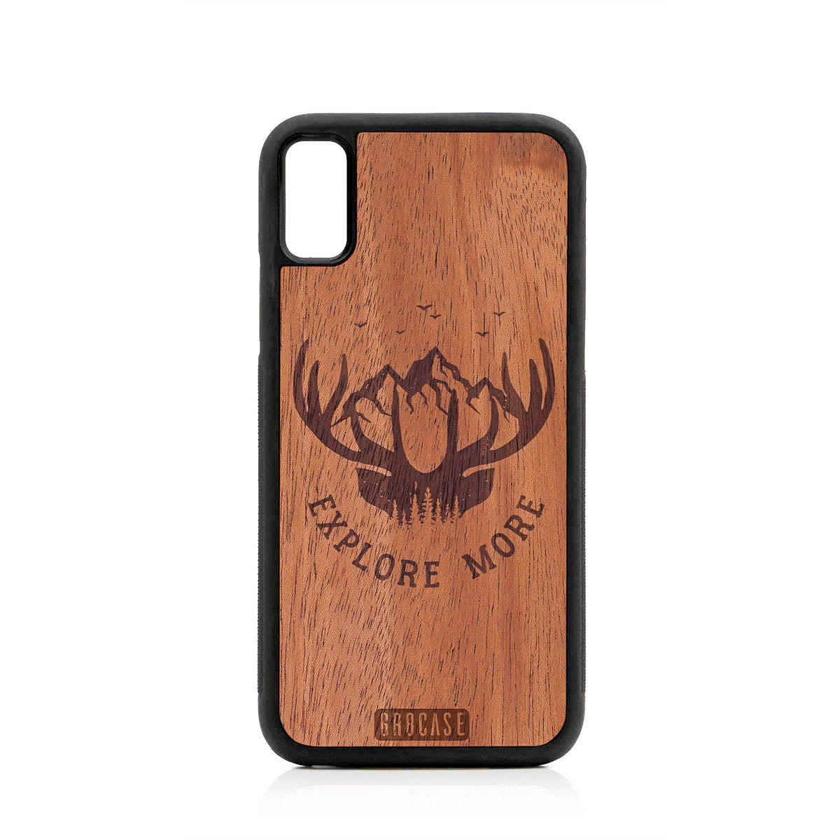 Explore More (Forest, Mountains &amp; Antlers) Design Wood Case For iPhone XR by GR8CASE