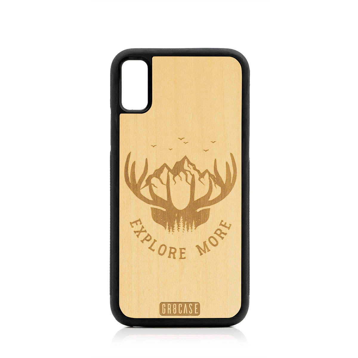 Explore More (Forest, Mountains &amp; Antlers) Design Wood Case For iPhone XS Max by GR8CASE