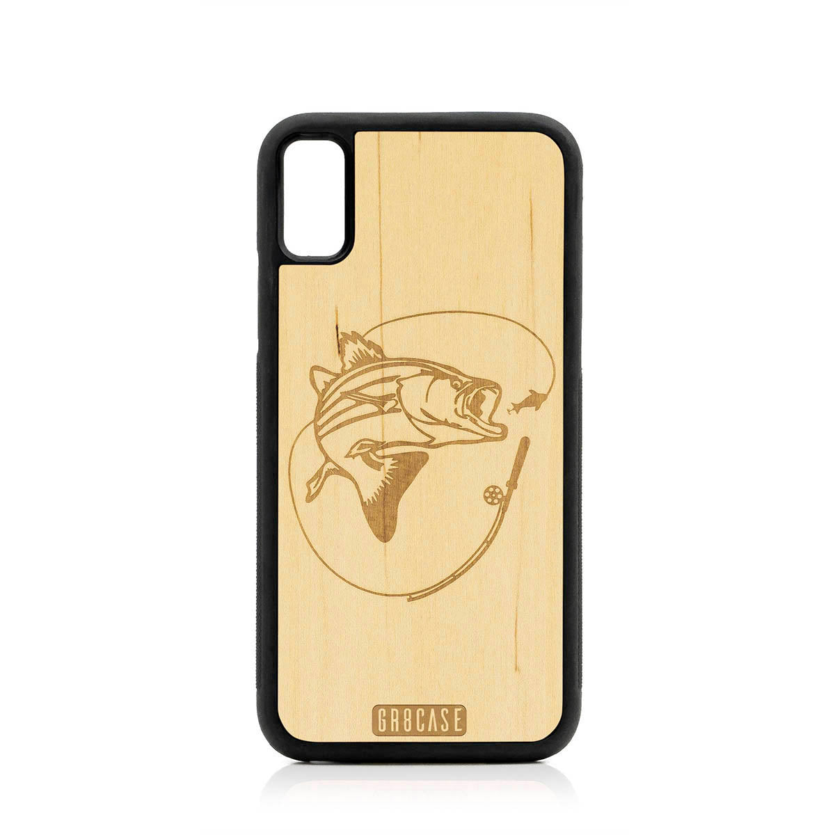 Fish and Reel Design Wood Case For iPhone XR by GR8CASE