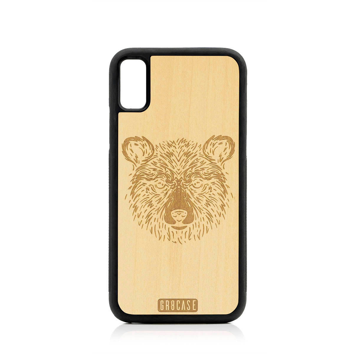 Furry Bear Design Wood Case For iPhone XR