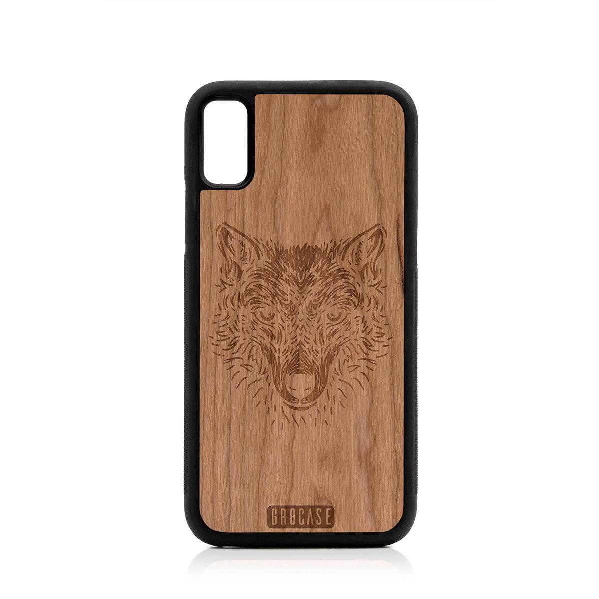 Furry Wolf Design Wood Case For iPhone X/XS