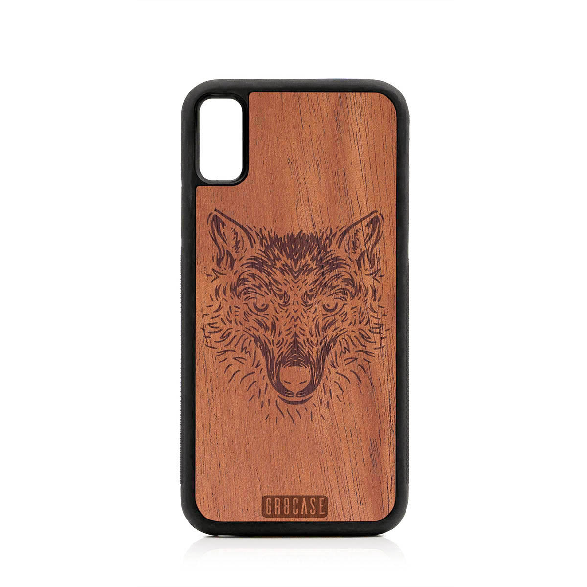 Furry Wolf Design Wood Case For iPhone X/XS