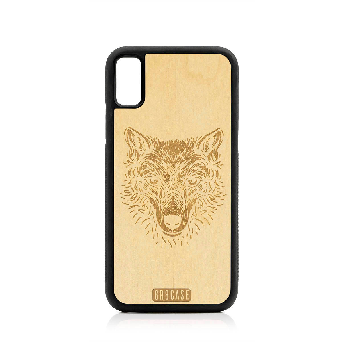 Furry Wolf Design Wood Case For iPhone XR