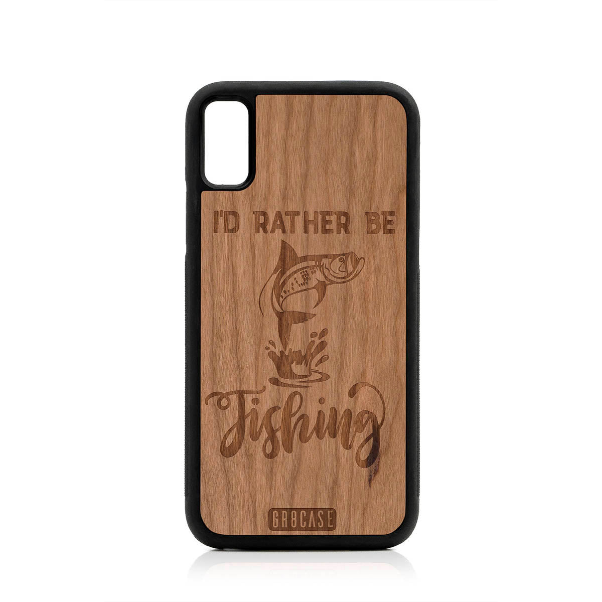 I'D Rather Be Fishing Design Wood Case For iPhone X/XS