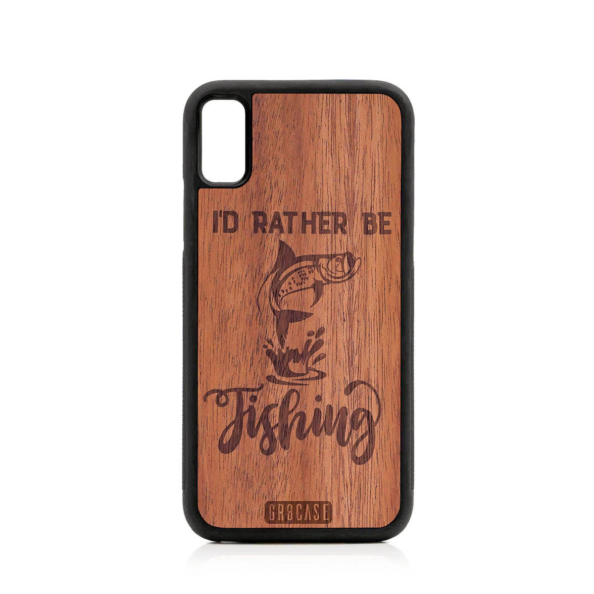 I'D Rather Be Fishing Design Wood Case For iPhone X/XS
