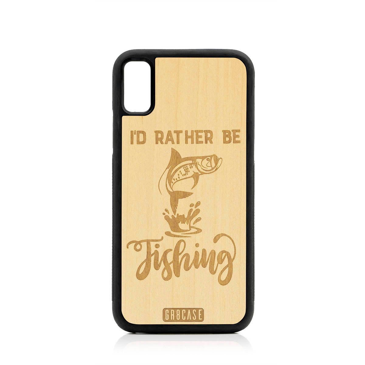 I&#39;D Rather Be Fishing Design Wood Case For iPhone XR