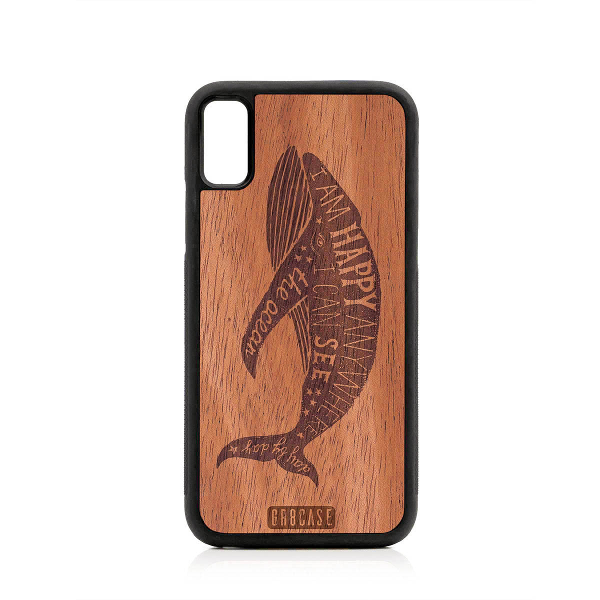 I'm Happy Anywhere I Can See The Ocean (Whale) Design Wood Case For iPhone XR