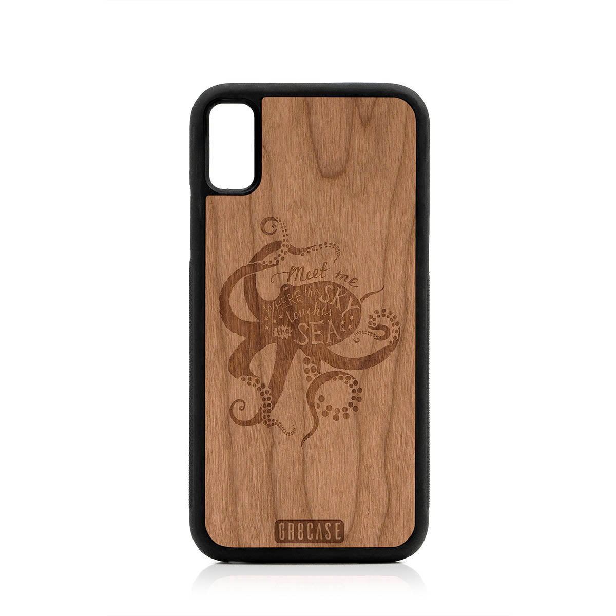 Meet Me Where The Sky Touches The Sea (Octopus) Design Wood Case For iPhone X/XS