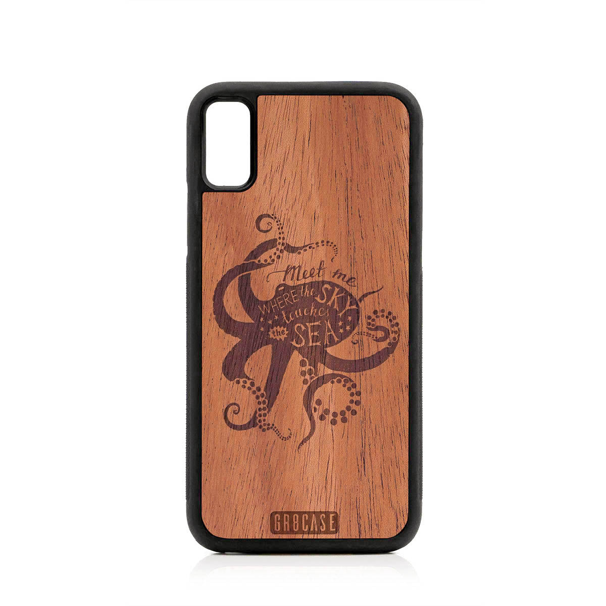Meet Me Where The Sky Touches The Sea (Octopus) Design Wood Case For iPhone X/XS