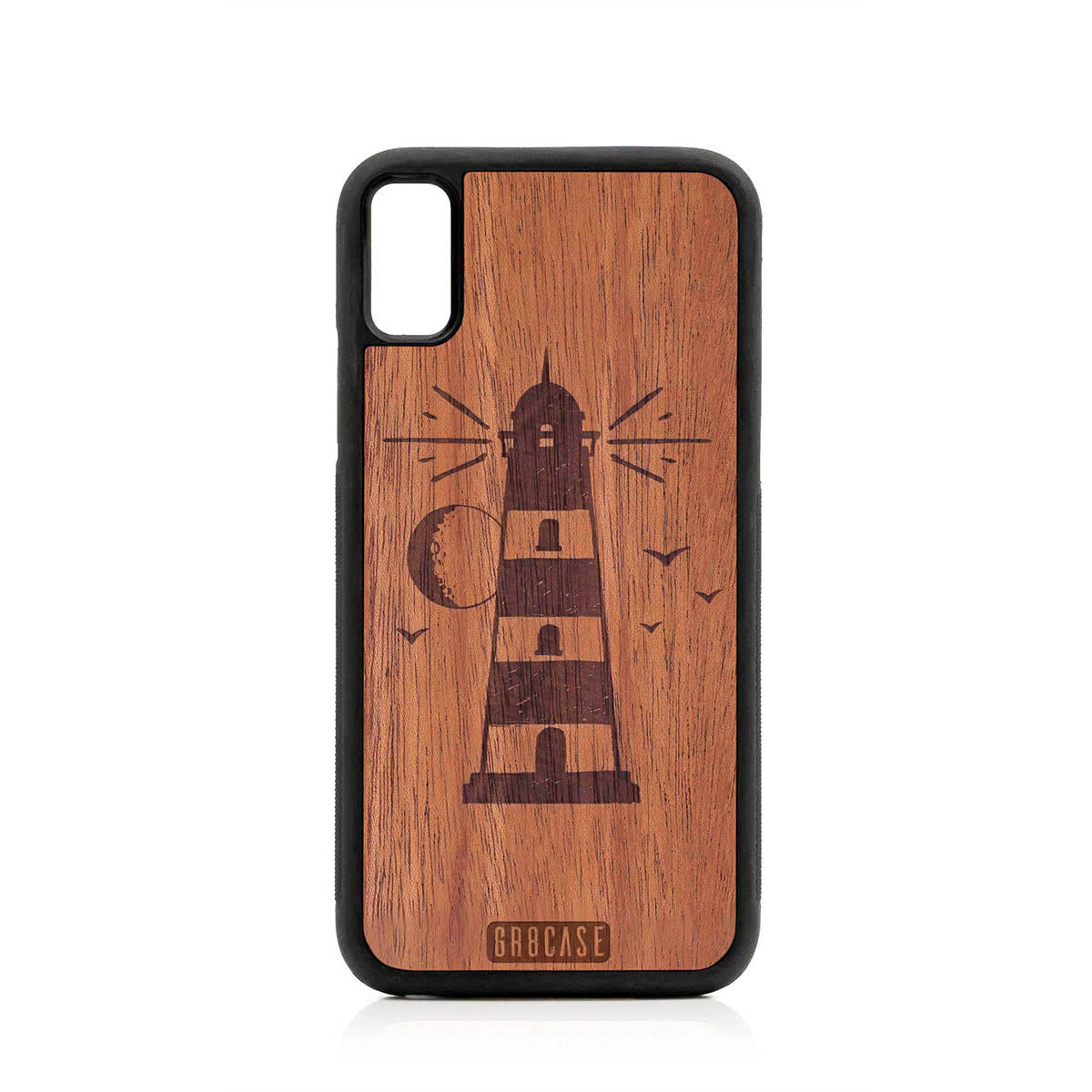 Midnight Lighthouse Design Wood Case For iPhone XR
