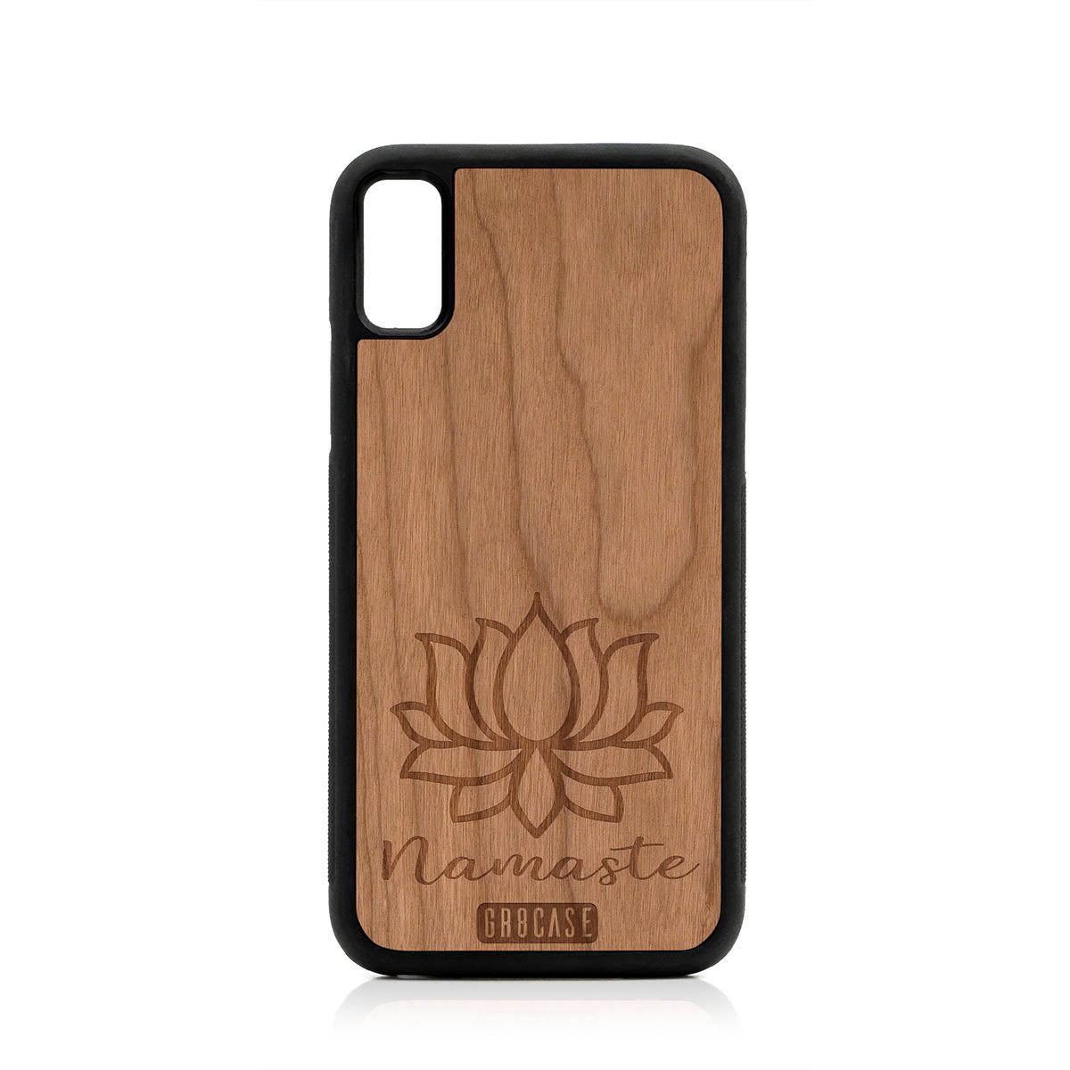 Namaste (Lotus Flower) Design Wood Case For iPhone XS Max