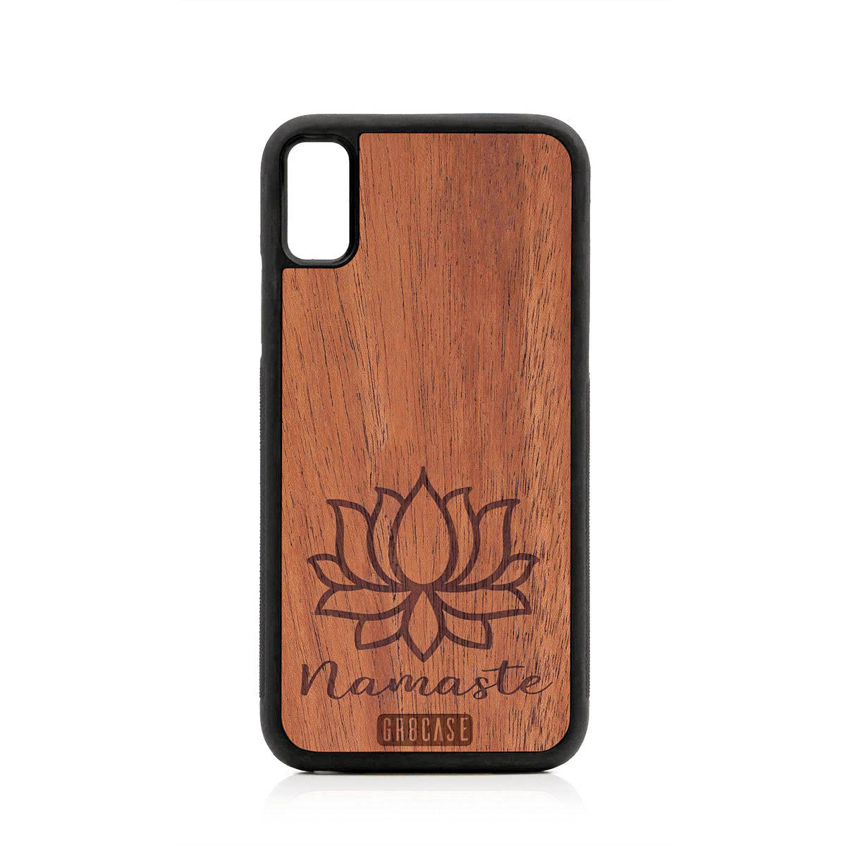 Namaste (Lotus Flower) Design Wood Case For iPhone XS Max