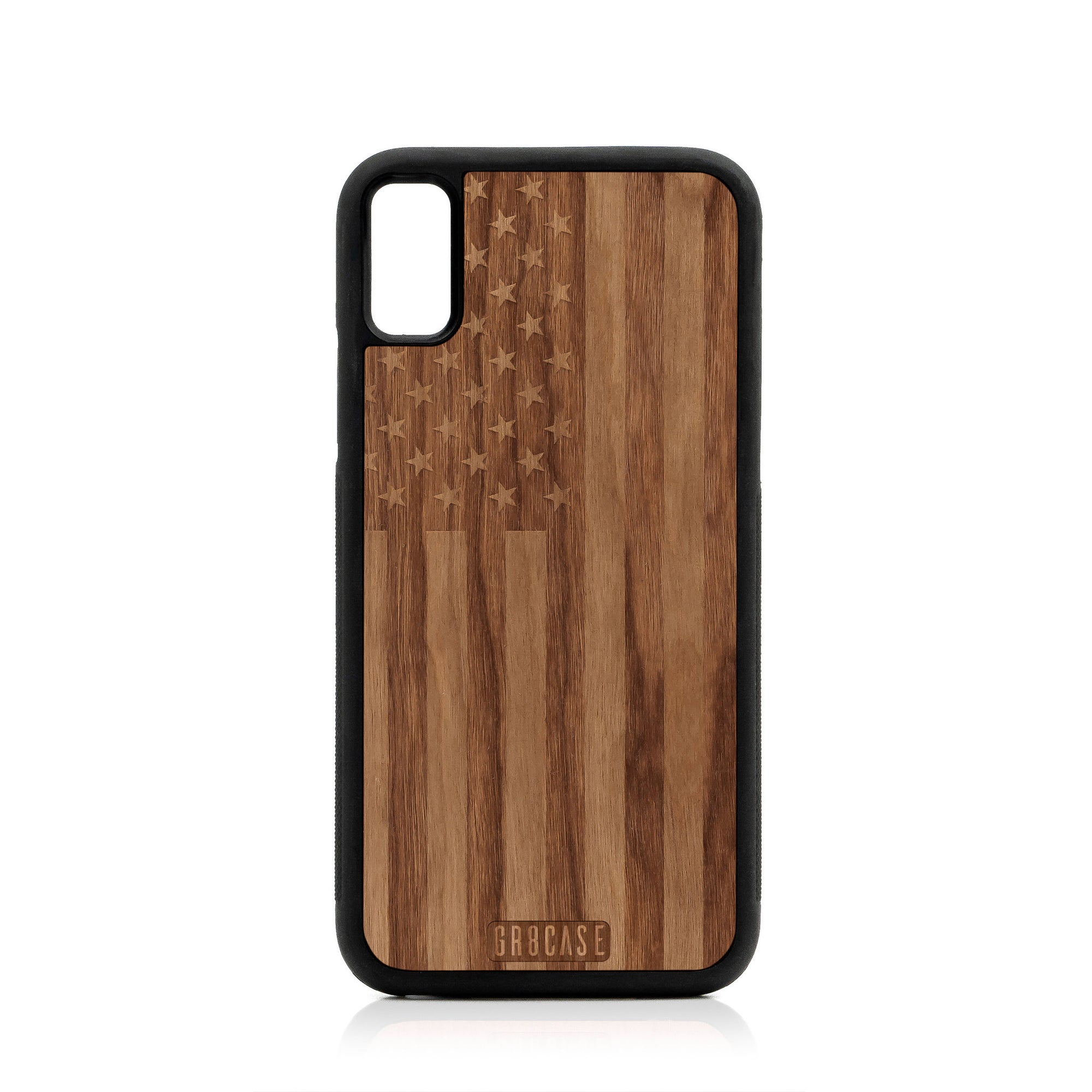 USA Flag Design Wood Case For iPhone XR