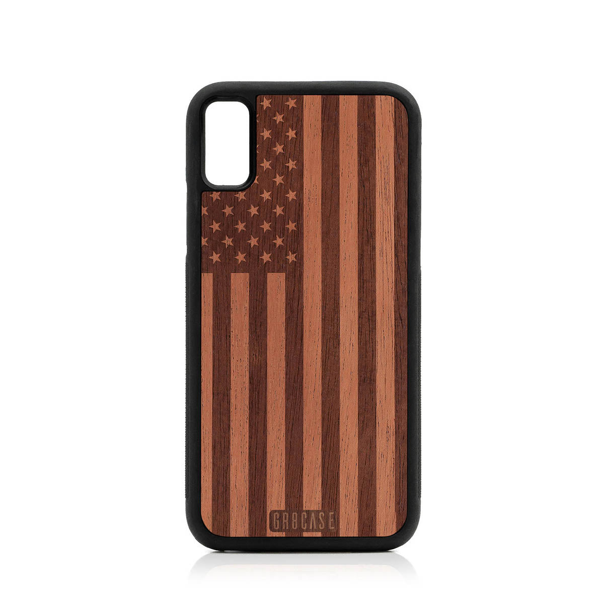 USA Flag Design Wood Case For iPhone X/XS