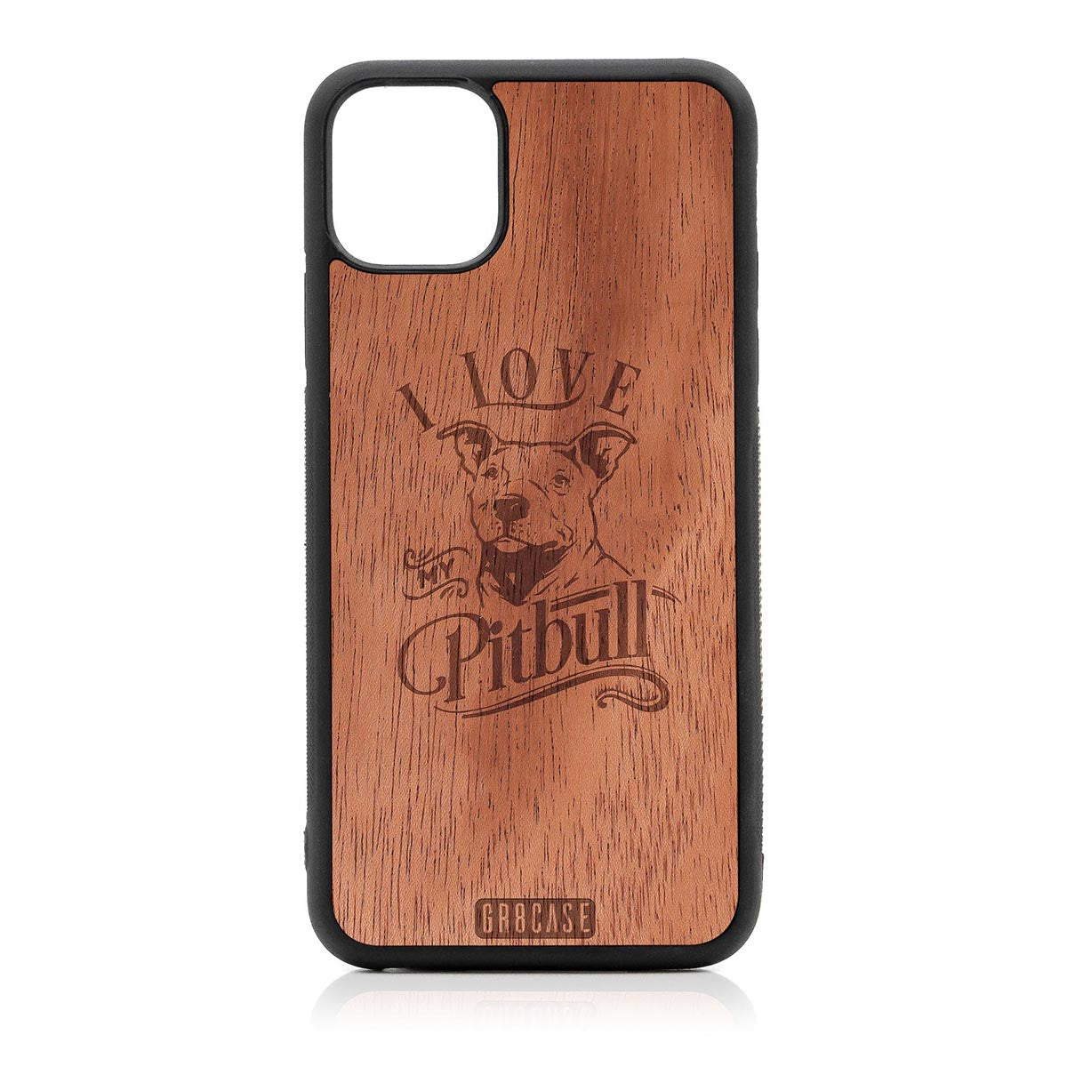 I Love My Pitbull Design Wood Case For iPhone 11 Pro Max by GR8CASE