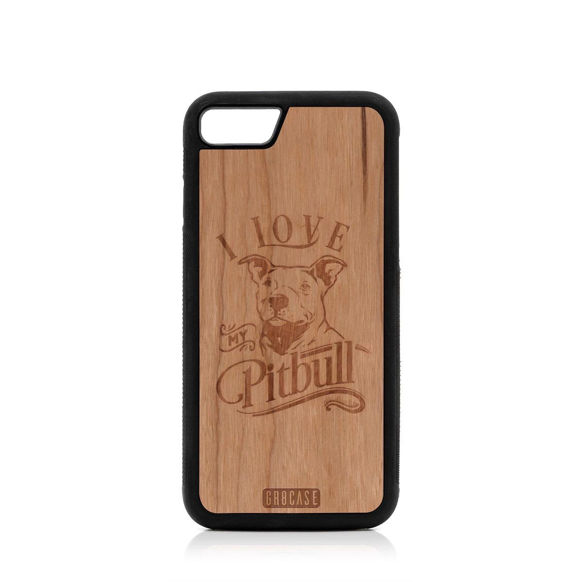 I Love My Pitbull Design Wood Case For iPhone SE 2020 by GR8CASE