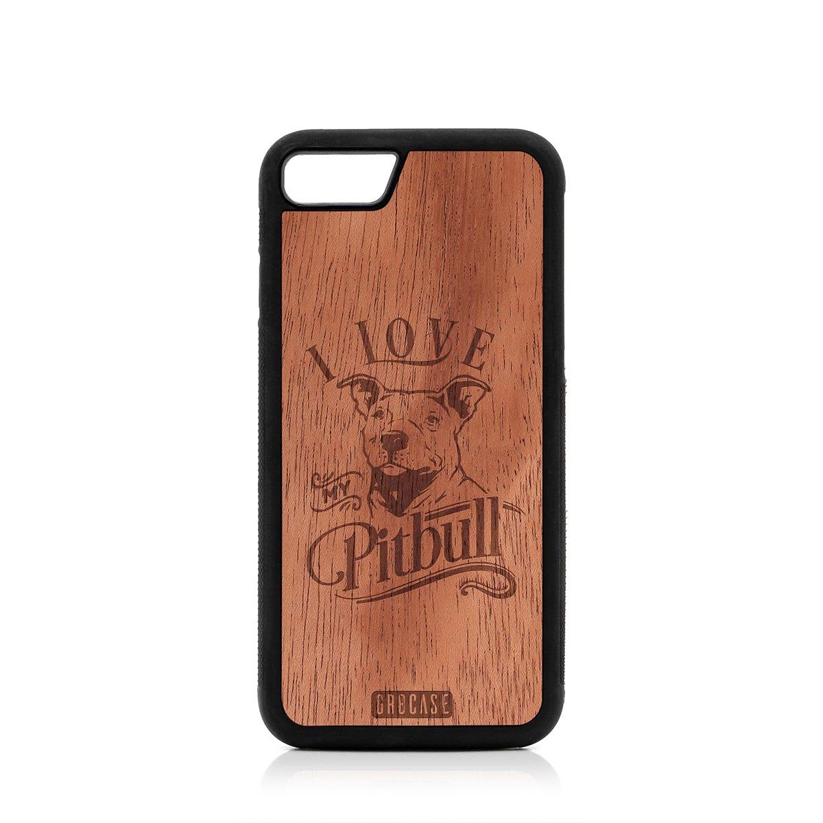 I Love My Pitbull Design Wood Case For iPhone SE 2020 by GR8CASE