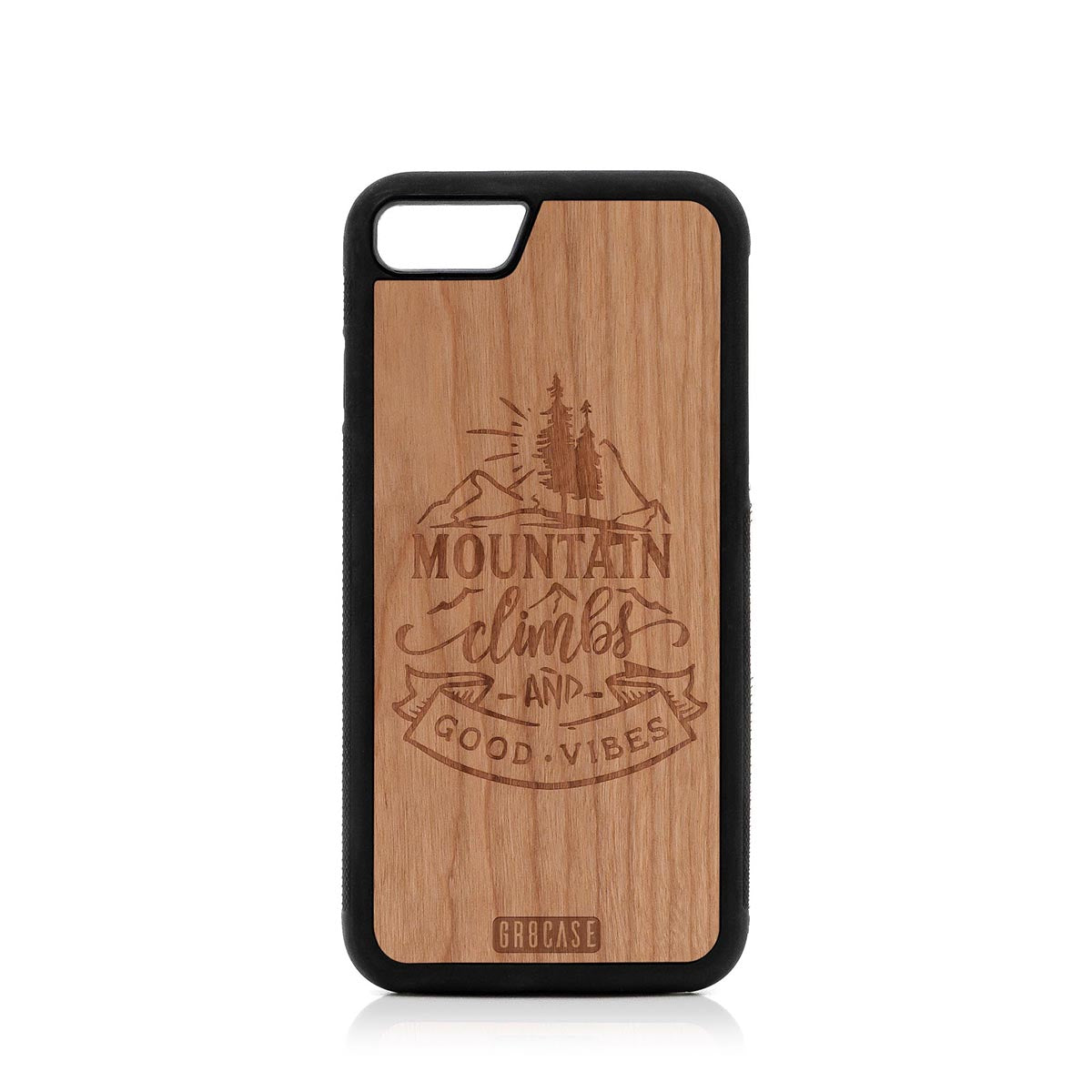 Mountain Climbs And Good Vibes Design Wood Case For iPhone 7/8 by GR8CASE