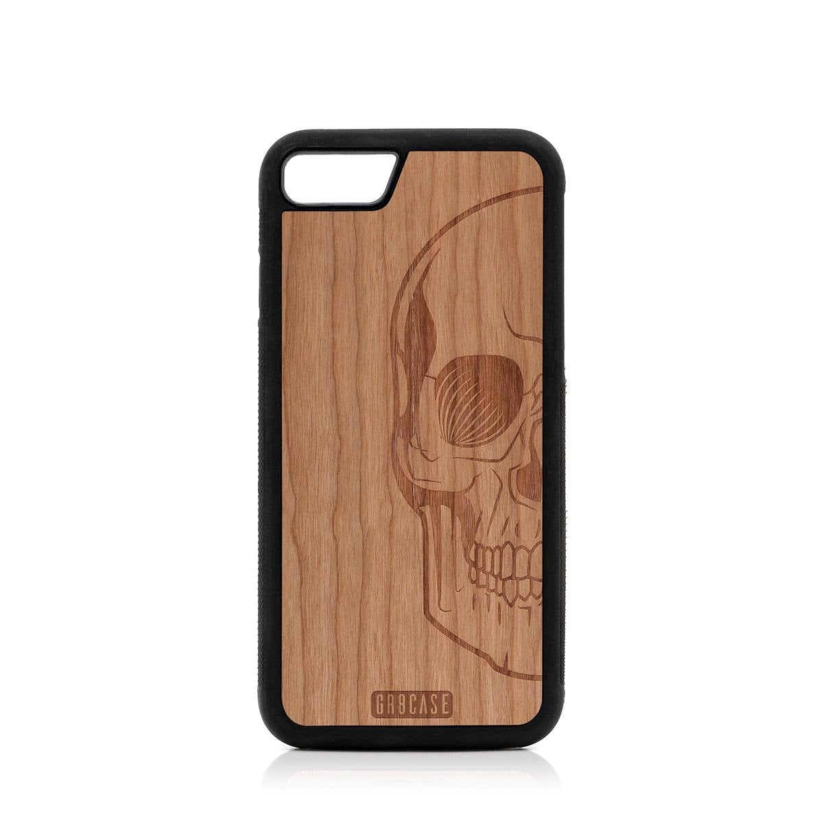 Half Skull Design Wood Case For iPhone SE 2020 by GR8CASE