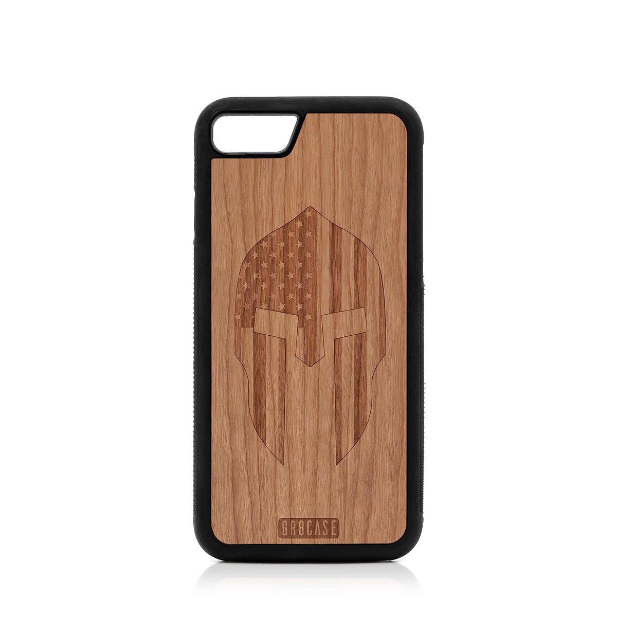 USA Spartan Helmet Design Wood Case For iPhone 7/8