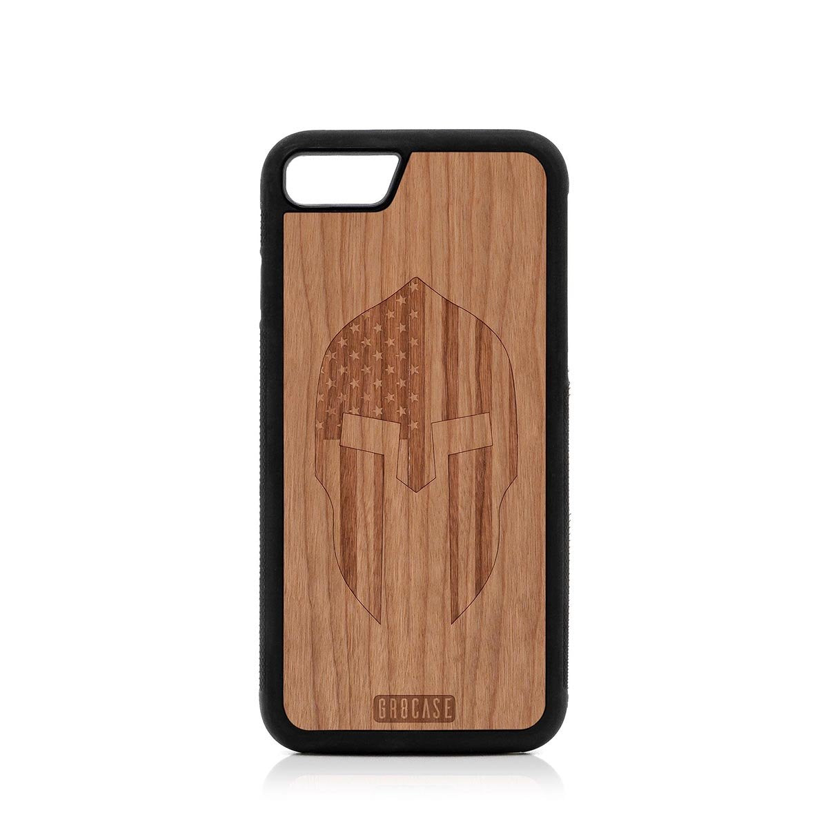 USA Spartan Helmet Design Wood Case For iPhone SE 2020