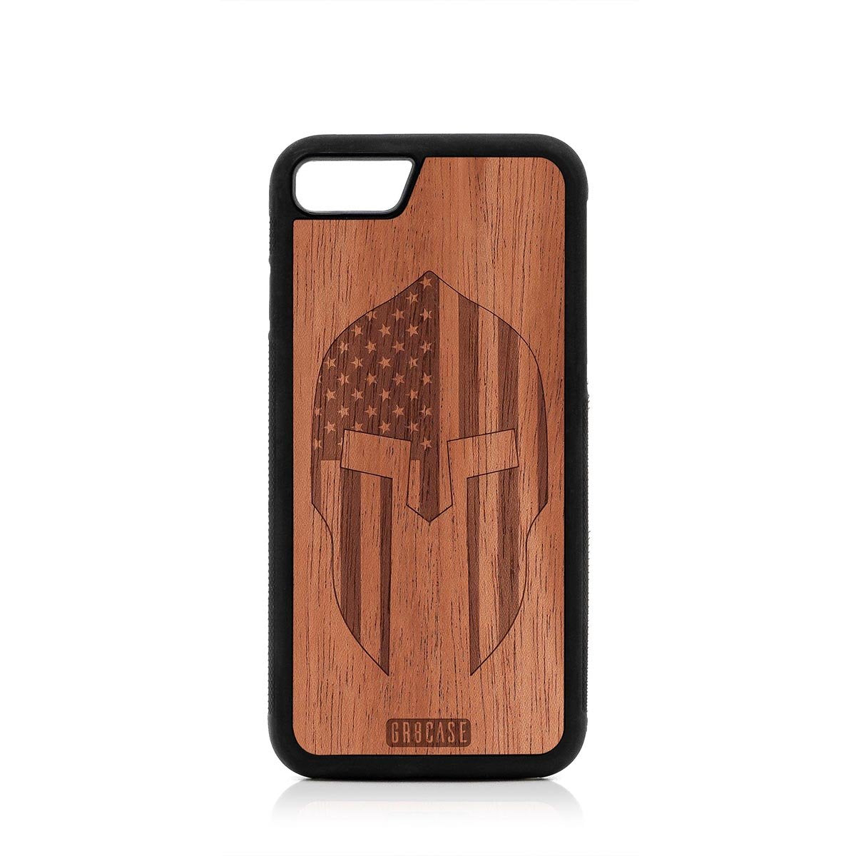 USA Spartan Helmet Design Wood Case For iPhone SE 2020