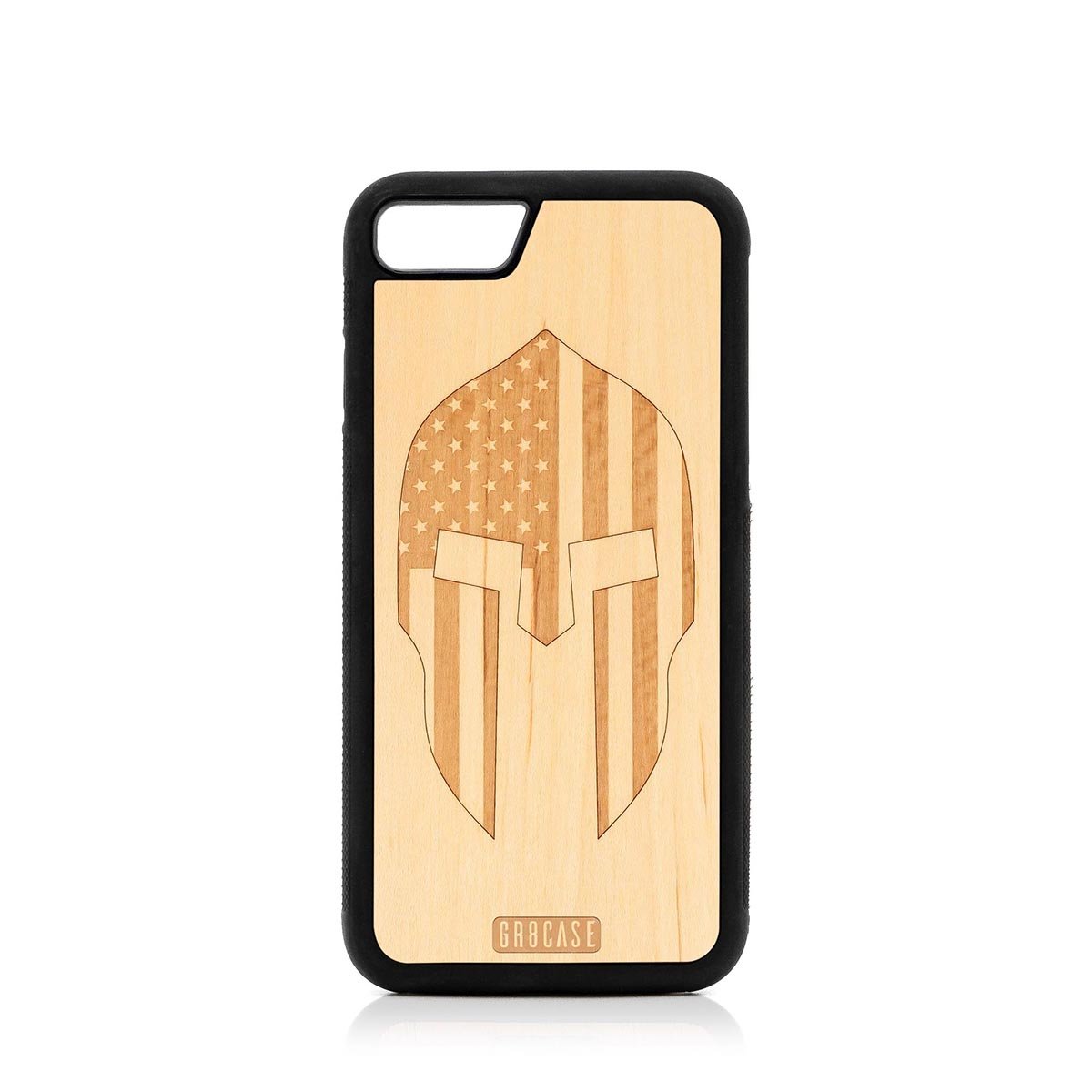 USA Spartan Helmet Design Wood Case For iPhone SE 2020