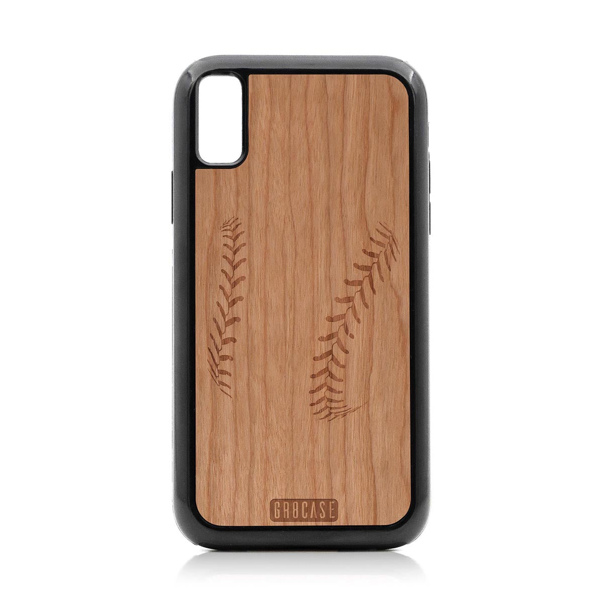 Baseball Stitches Design Wood Case For iPhone XR by GR8CASE