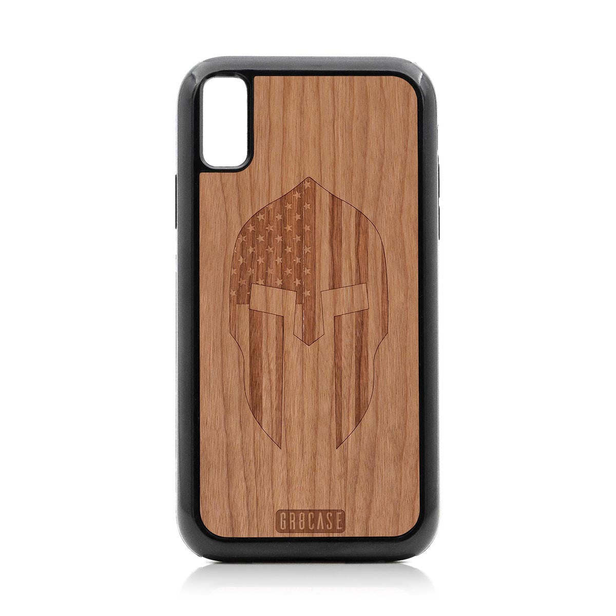 USA Spartan Helmet Design Wood Case For iPhone XR