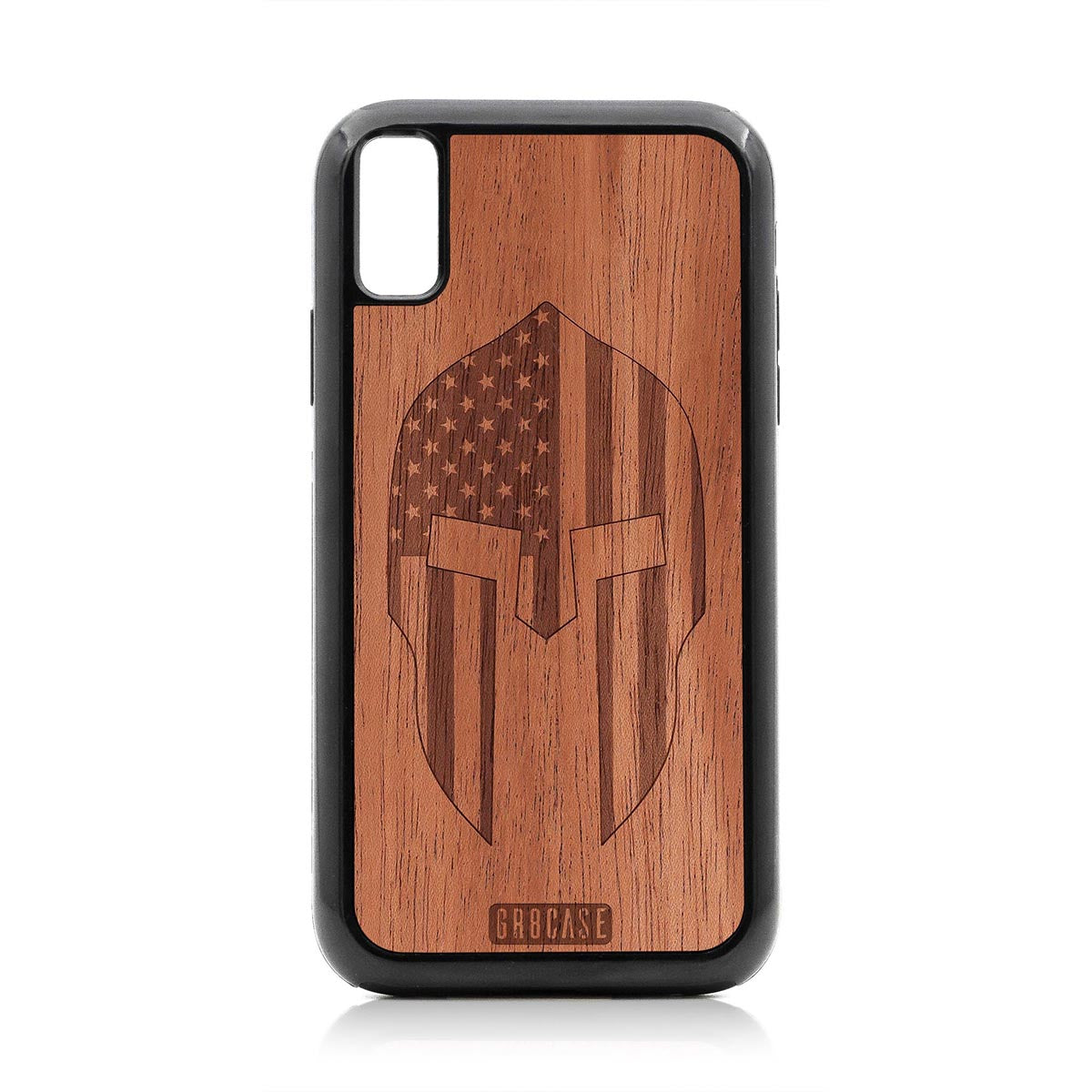 USA Spartan Helmet Design Wood Case For iPhone XR