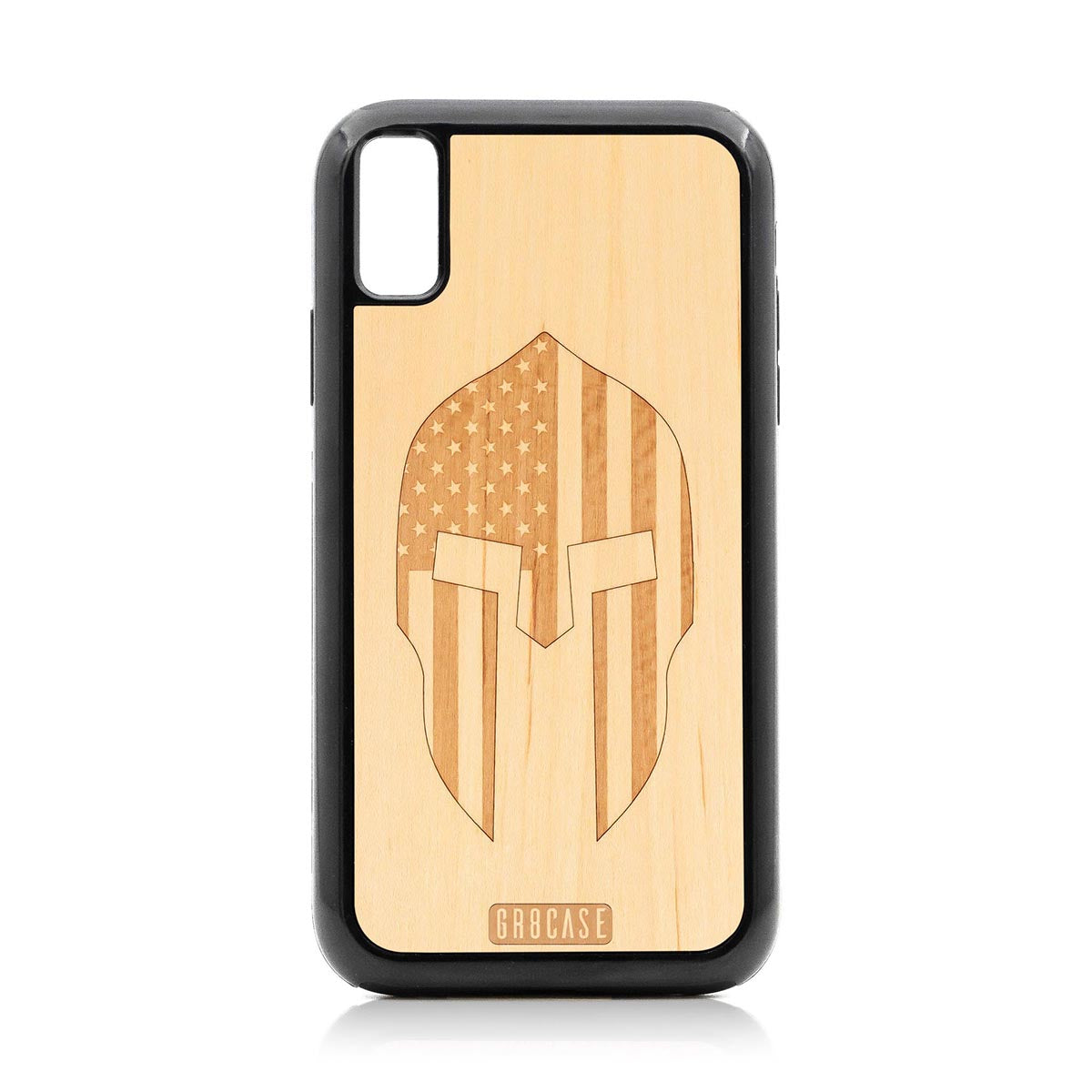 USA Spartan Helmet Design Wood Case For iPhone XR