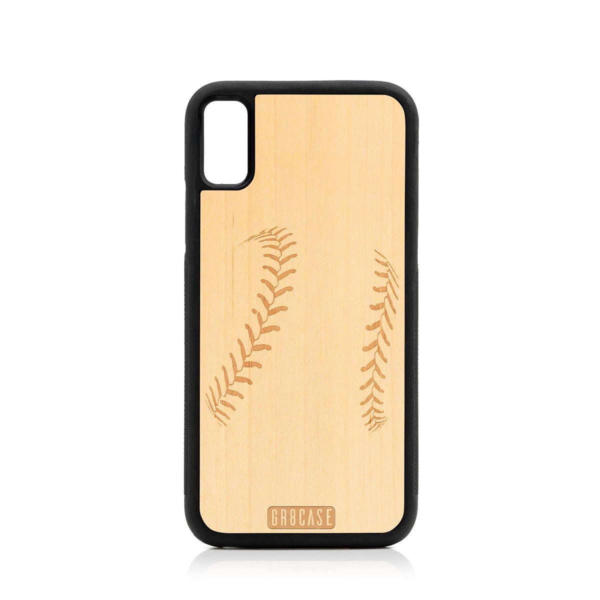 Baseball Stitches Design Wood Case For iPhone XR by GR8CASE