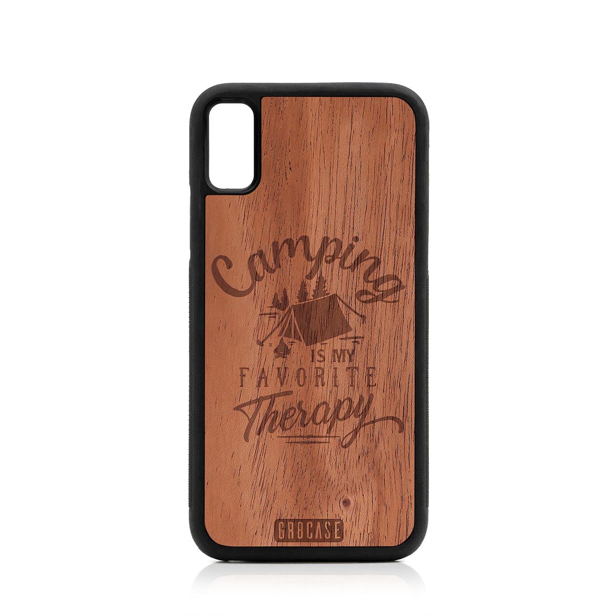 Camping Is My Favorite Therapy Design Wood Case For iPhone XS Max by GR8CASE