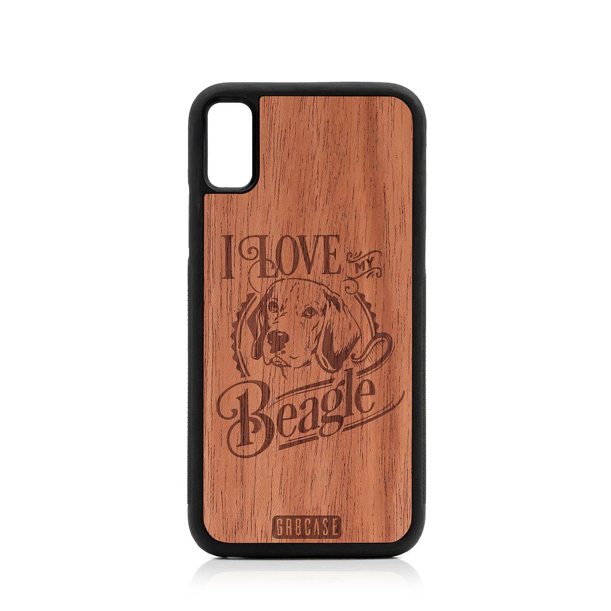 I Love My Beagle Design Wood Case For iPhone X/XS by GR8CASE