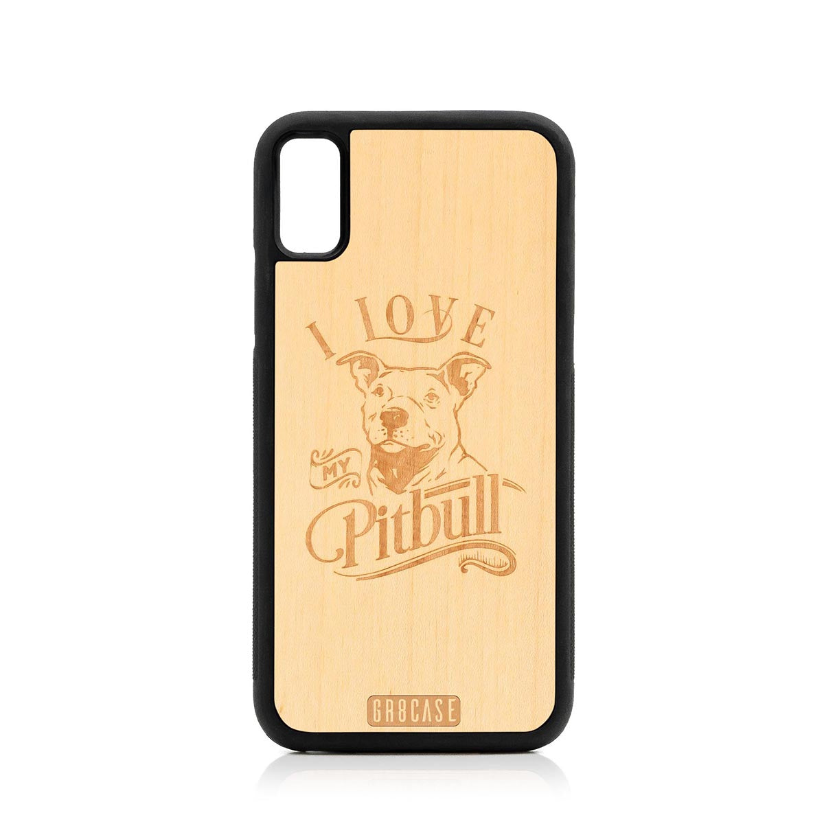 I Love My Pitbull Design Wood Case For iPhone XR by GR8CASE