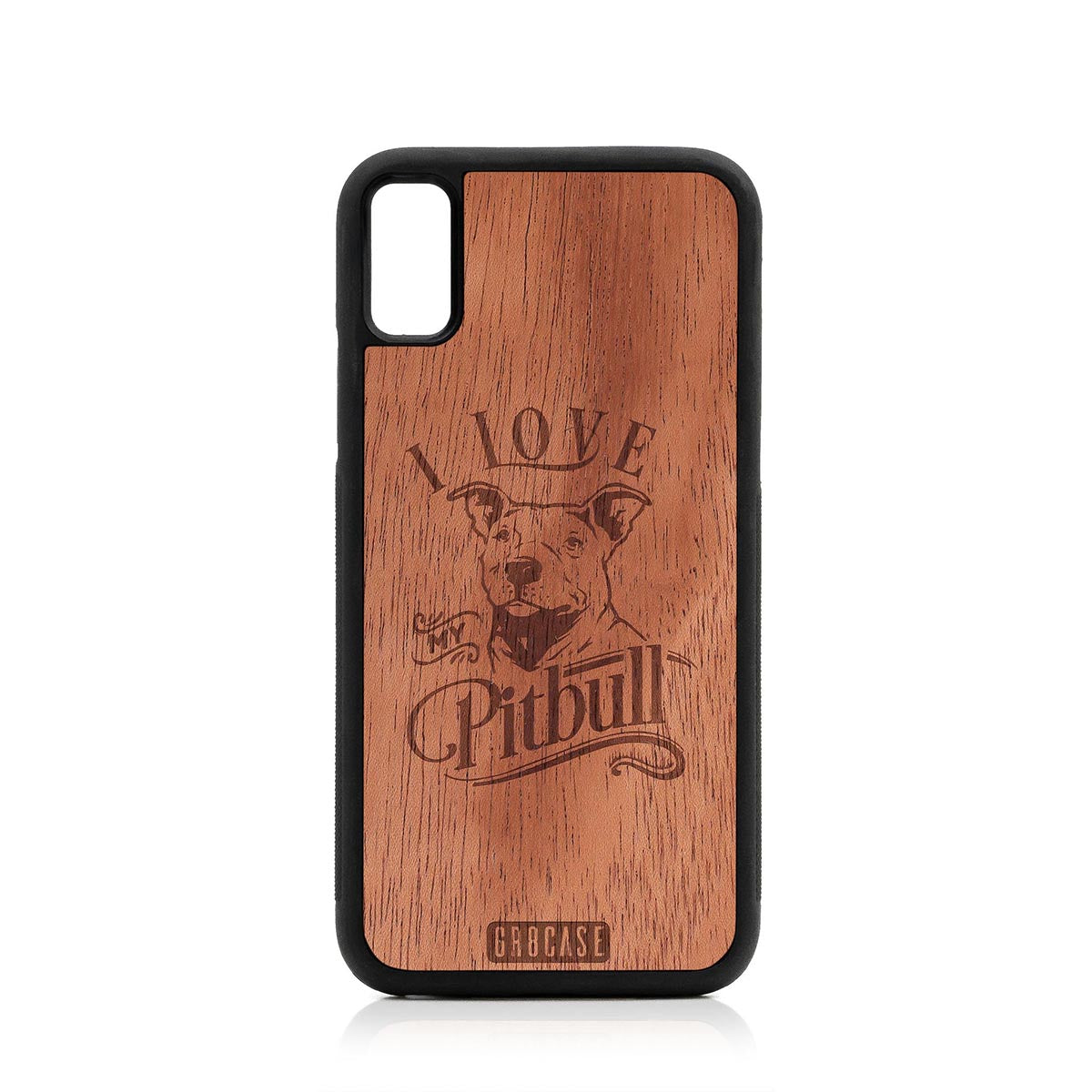 I Love My Pitbull Design Wood Case For iPhone X/XS by GR8CASE