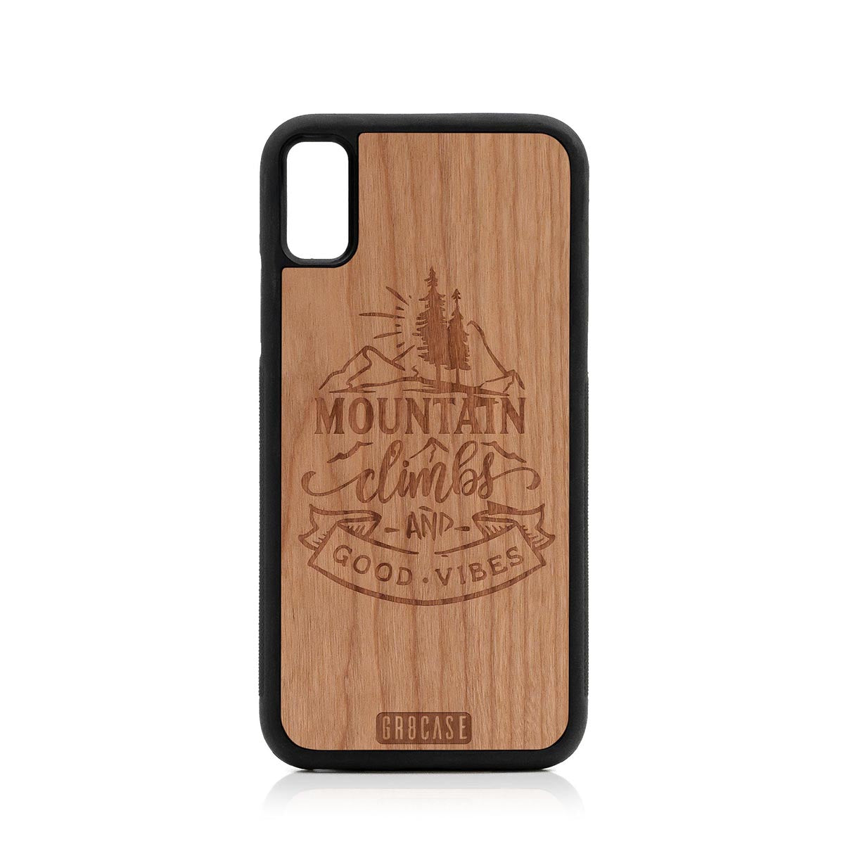 Mountain Climbs And Good Vibes Vibes Design Wood Case For iPhone X/XS by GR8CASE