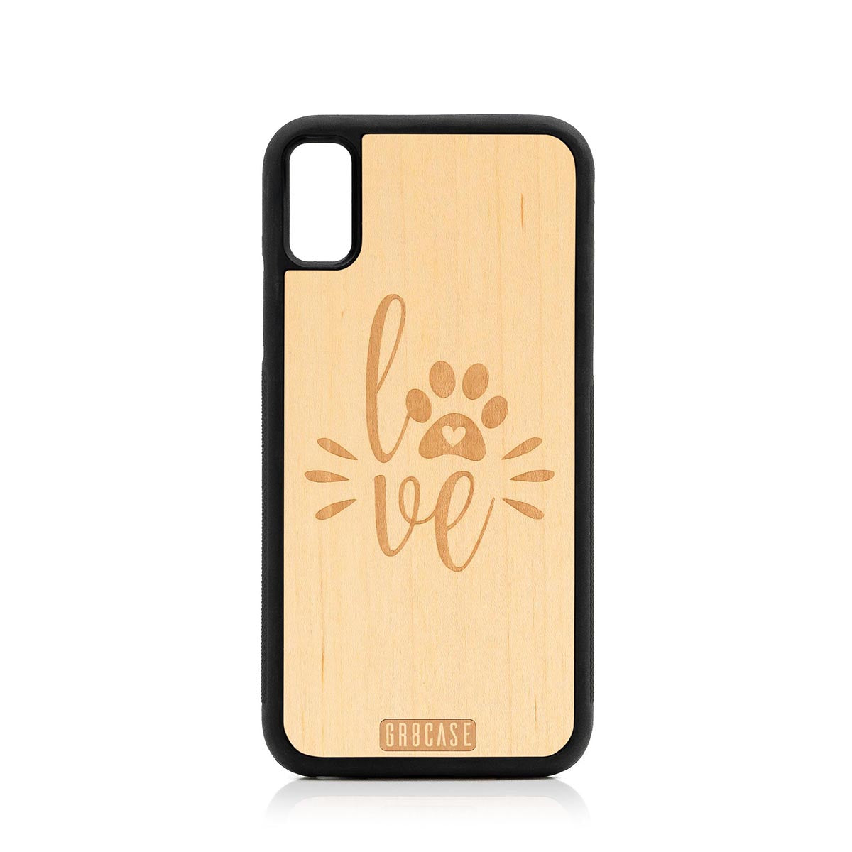 Paw Love Design Wood Case For iPhone XR by GR8CASE